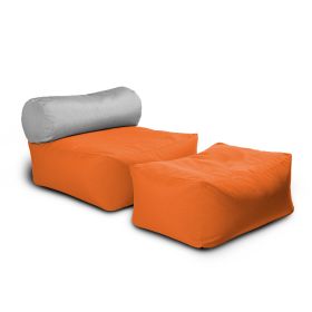 Jaxx Tybee Large Outdoor Lounge w/ Bolster & Ottoman - Sunbrella Tangerine