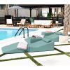 Jaxx Clermont Sun Lounger - Luxurious Waterproof Poolside Lounge & Outdoor Chaise - Marine Vinyl Waterfall Blue