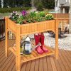 8 Grids Wood Elevated Garden Planter Box Kit with Liner and Shelf