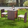 3 Pieces Cushioned Wicker Patio Bistro Set with No Assembly Needed