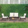 4 Pieces Outdoor Rattan Conversation Set with Protective Cover