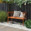Outdoor Eucalyptus Wood Bench with Backrest and Armrests