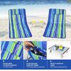 3 Pieces Beach Lounge Chair Mat Set 2 Adjustable Lounge Chairs with Table Stripe-Green