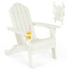 Foldable Weather Resistant Patio Chair with Built-in Cup Holder-White