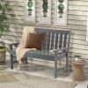 52 Inch All-Weather HDPE Outdoor Bench with Backrest and Armrests-Gray