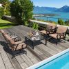 5 Pieces Patio Rocking Chairs and 4-in-1 Fire Pit Table with Fire Poker