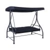 3 Seats Converting Outdoor Swing Canopy Hammock with Adjustable Tilt Canopy-Black - Color: Black