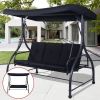 3 Seats Converting Outdoor Swing Canopy Hammock with Adjustable Tilt Canopy-Black - Color: Black