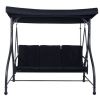 3 Seats Converting Outdoor Swing Canopy Hammock with Adjustable Tilt Canopy-Black - Color: Black