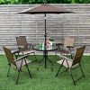 4 Pieces Folding Dining Chairs with Smooth Armrests and Sling Back