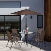 4 Pieces Folding Dining Chairs with Smooth Armrests and Sling Back