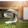 Patio Hanging Swing Hammock Chaise Lounger Chair with Canopy-Orange
