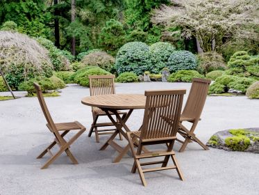 Classic Folding Chair 5 Pieces Round Folding Dining Set