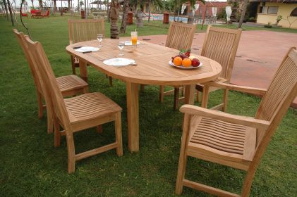 Chicago 7 Pieces Outdoor Oval Extension Dining Set