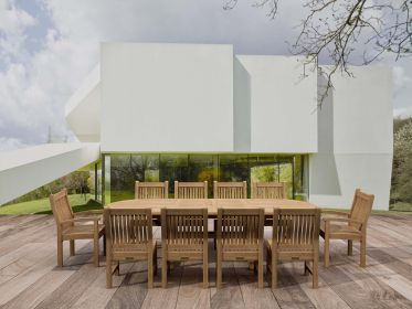 Sahara 11-Piece Chairs and Oval Double Extension Outdoor Dining Set