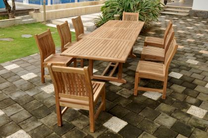 Sahara 9 Pieces Dining Chair and Bahama Rectangular Extension Outdoor Dining Set