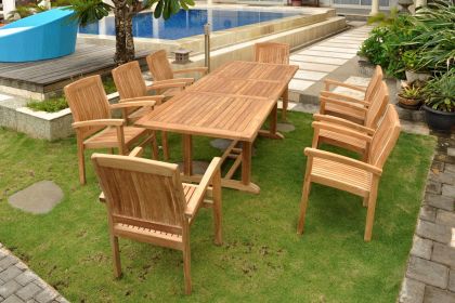 Bahama Stackable Sahara 9-Pieces Rectangular Dining Set B