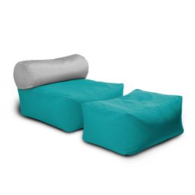 Jaxx Tybee Large Outdoor Lounge w/ Bolster & Ottoman - Sunbrella Aruba Blue