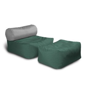 Jaxx Tybee Large Outdoor Lounge w/ Bolster & Ottoman - Sunbrella Breeze