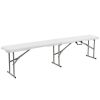 6 Feet Portable Picnic Folding Bench 550 lbs Limited with Carrying Handle - Color: White