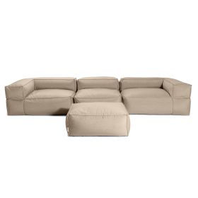 Baya 4 Piece Outdoor Sofa with Ottoman - Luxurious European Style Soft Seating (Option: Ash)