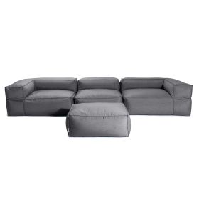 Baya 4 Piece Outdoor Sofa with Ottoman - Luxurious European Style Soft Seating (Option: Charcoal)