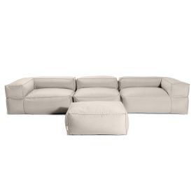 Baya 4 Piece Outdoor Sofa with Ottoman - Luxurious European Style Soft Seating (Option: Silver)
