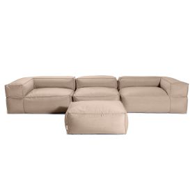 Baya 4 Piece Outdoor Sofa with Ottoman - Luxurious European Style Soft Seating (Option: Petal)