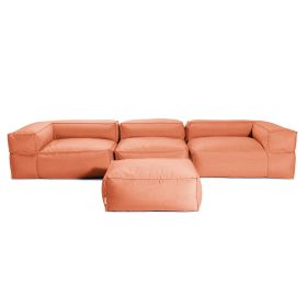 Baya 4 Piece Outdoor Sofa with Ottoman - Luxurious European Style Soft Seating (Option: Coral)