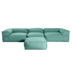 Baya 4 Piece Outdoor Sofa with Ottoman - Luxurious European Style Soft Seating (Option: Breeze)